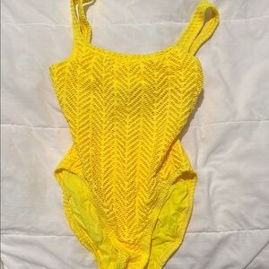 Bright Yellow Textured Swimsuit